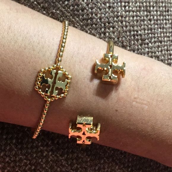 TORY BURCH KIRA 18K GOLD PLATED CUFF BRACELET - Picture 2 of 8